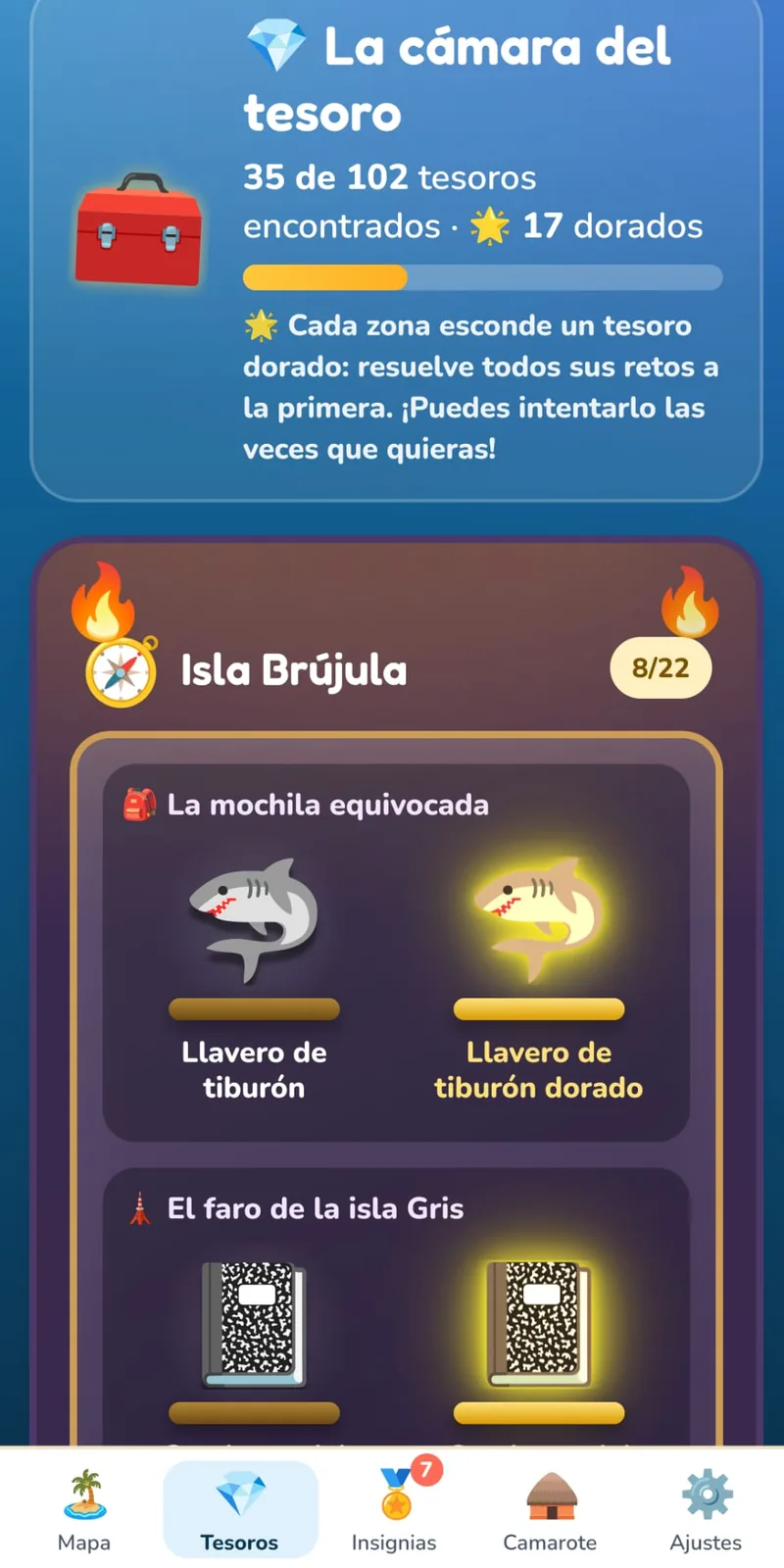 Captura de la cámara del tesoro con reliquias y sus versiones doradas